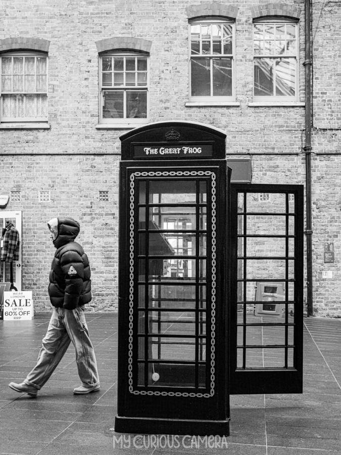 The Great Frog Telephone Box in Spitalfields Markets