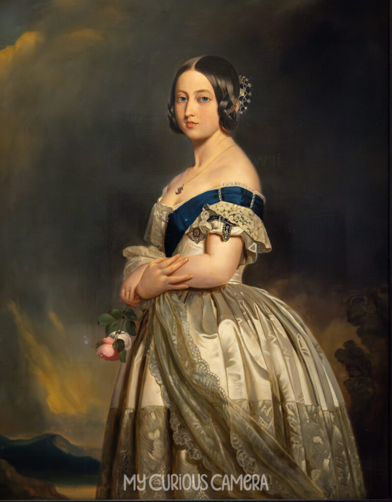 A young Queen Victoria wearing the diamond and sapphire coronet